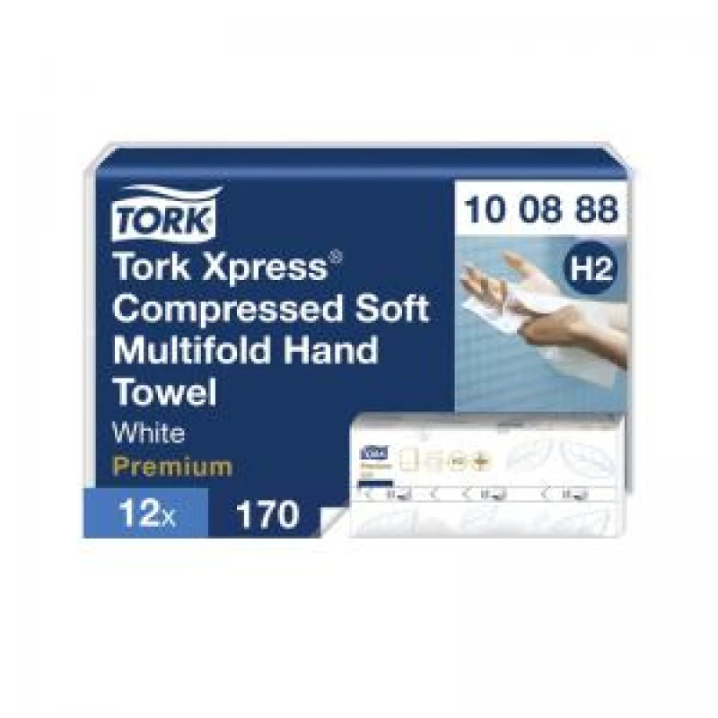 Image of Tork Xpress Compressed Soft Multifold Hand Towels 320x212mm 2-Ply White (2040 Pack) 100888