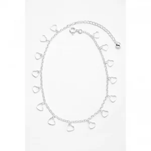 Image of Sterling Silver Anklet with Heart Detail