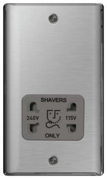 Image of British General Nexus Metal Brushed Steel Shaver Socket Grey Insert NBS20G