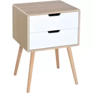Image of Side Cabinet Drawer Storage Unit Bedside Free Standing Wood Bedroom - Homcom