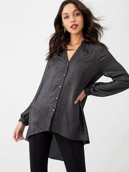 Image of Wallis Metallic Sparkle Blouse - Black, Size 10, Women