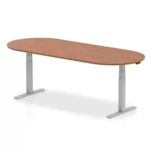 Image of Impulse 2400mm Boardroom Table Walnut Top Silver Height Adjustable Leg