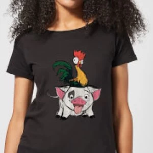 Image of Moana Hei Hei and Pua Womens T-Shirt - Black - 4XL - Black