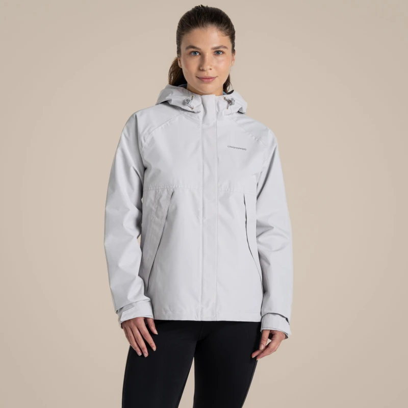 Image of Craghoppers Womens Ossus Waterproof Jacket in Light Grey Size: 16 Light Grey Female 16