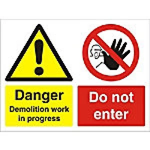 Image of Warning Sign Danger Demolition Fluted Board 45 x 60 cm