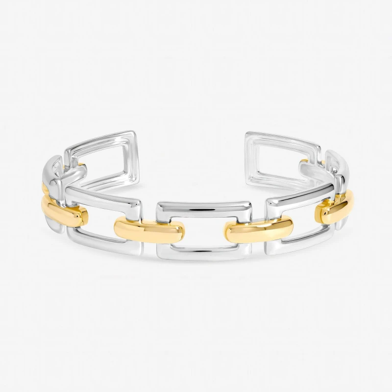 Image of Inicio Womens Two Tone Polished Cuff Bracelet - Gift Pouch Multicolor Female One Size