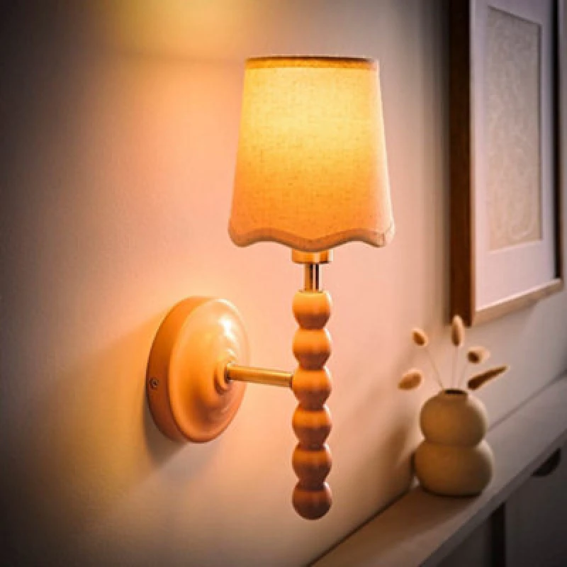 Image of Valuelights Bobbin Pink Wall Light With Scallop Shade And Bulb