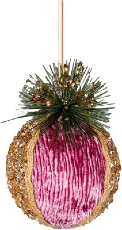 Image of Shatchi 11.5cm Pink Glitter Bauble - Christmas Hanging Decoration Pink