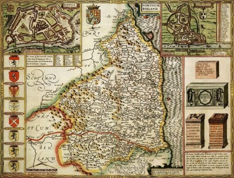 Image of John Speed Historial Map Northumberland Historical Map 1000 Piece Jigsaw Puzzle (1610)