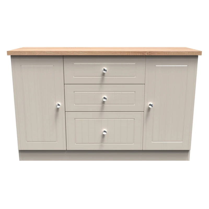 Image of Ready Assembled 2 U Norton 2 Door 3 Drawer Sideboard (Ready Assembled) in Taupe Size: Large Taupe Unisex Large