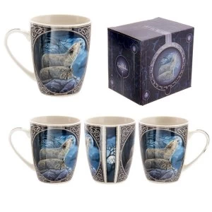 Image of Fantasy Howling Wolf Design New Bone China Mug