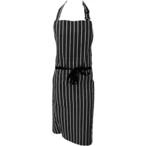 Image of Dennys Unisex Cotton Striped Workwear Butchers Apron (One Size) (Black/White) - Black/White