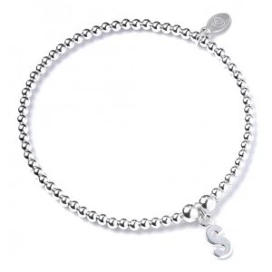 Image of Initial S Charm with Sterling Silver Ball Bead Bracelet