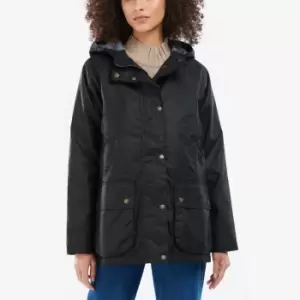 Image of Barbour Womens Barbour Burwick Wax Coat - Black/Modern - UK 12