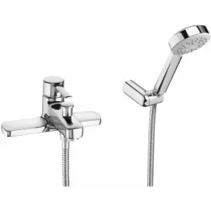Image of Roca - Targa Bath Shower Mixer Tap Deck Mounted with Shower Kit - Chrome