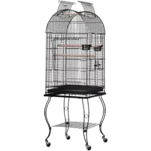 Image of PawHut Large Metal Bird Cage Aviary Budgies Finch Cockatiel Birds Stand Feeding Station Stand w/ Wheels 51L x 51W x 137H cm