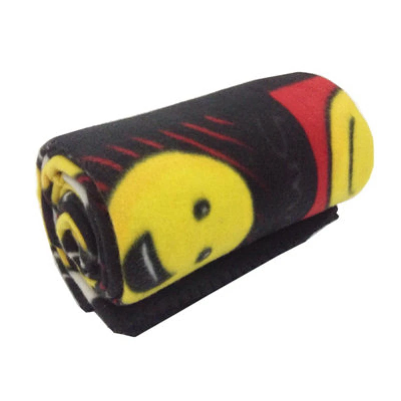 Image of Velosso Soft Touch Cosy Fleece Blanket, Trendy Cartoon Style, Warm Bedding, Snuggle Blanket, Printed Fleece, 127Cm X 152Cm - Black