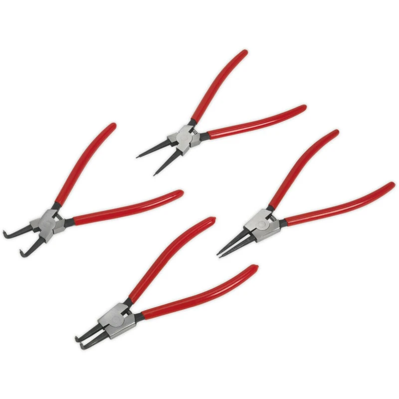 Image of Loops 4 Piece 230mm Circlip Pliers Set - Internal / External - Spring Loaded Jaws Multi