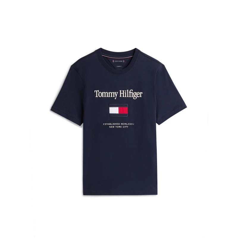 Image of Tommy Hilfiger Mens Embro Flag T-Shirt Desert Sky male S