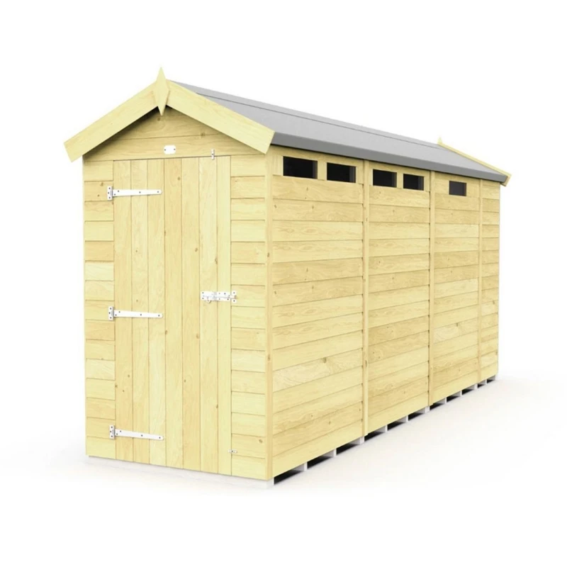Image of Buttercup Farm 4 x 13 Feet Apex Security Shed - Single Door - L387 x W118 x H217cm in Brown Brown Unisex