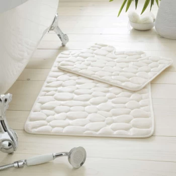 Image of Pebble Cream Bath Mat Set - TJ Hughes