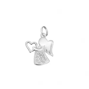 Image of Beginnings Sterling Silver P3311C Clr Cz Angel With Heart Pendant