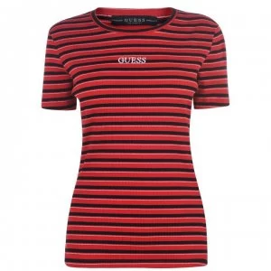 Image of Guess Stripe T Shirt - Jet Black
