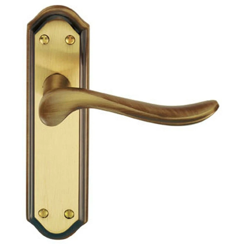 Image of Loops PAIR Curved Handle on Sculpted Latch Backplate 180 x 48mm Florentine Bronze Multi