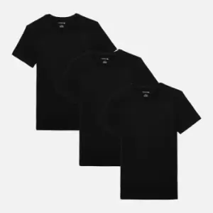 Image of Lacoste Mens 3 Pack Cotton Crewneck T-Shirts - Black - XXL