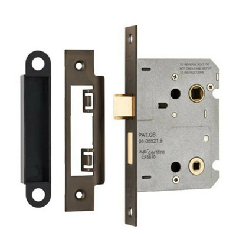 Image of Loops Locking Bathroom Door Sashlock Latch Square Forend 76mm Matt Bronze Multi unisex