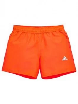 Image of Boys, adidas Badge Of Sport Swim Shorts, Red, Size 9-10 Years