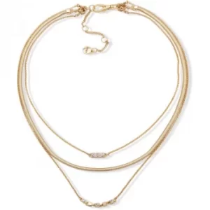 Image of DKNY Jewellery Gold Coloured 3 Row Collar 16" Necklace