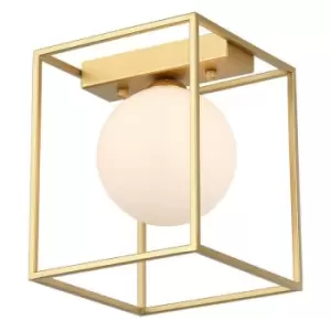 Image of Italux Mediamo - Modern Flush Ceiling Light Golden 1 Light with White Shade, G9