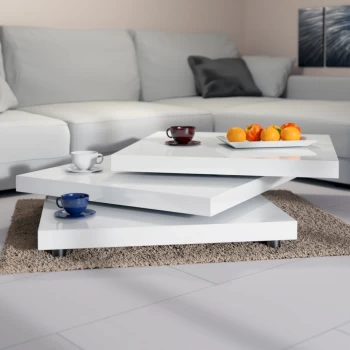 Image of Coffee Table New York 2x2ft White - Rotatable