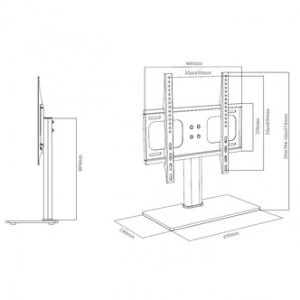 Image of TTAP TT44F Black Glass Tabletop Pedestal TV Stand in Black