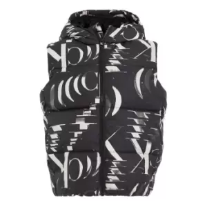 Image of Calvin Klein Jeans Monogram Aop Vest Puffer - Black