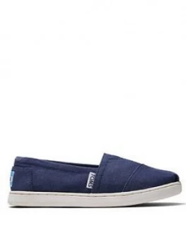 Image of Toms Boys Alpargata Canvas Shoes - Navy, Size 2 Older