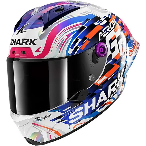 Image of Shark Aeron-GP Replica Zarco GP De France DVB Carbon Violet Blue Glossy Full Face Helmet Size L