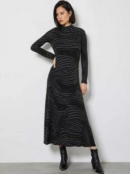 Image of Mint Velvet Zebra Print Jersey Midi Dress - Light Grey