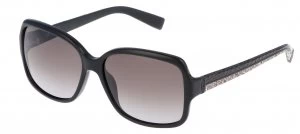Image of Furla Square Sunglasses Black with Smoke Lens.