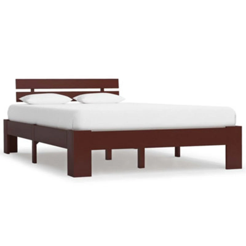 Image of vidaXL Solid Pine Wood Bed Frame Dark Brown 120x200cm Double Bed Furniture