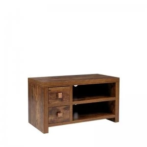 Image of Mango Wood-Effect 2 Drawer TV Stand