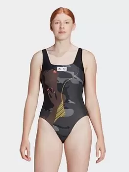 Image of adidas Thebe Magugu Swimsuit, Grey, Size 32B, Women