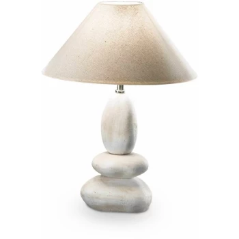 Image of Ideal Lux Dolomiti - 1 Light Small Ceramic Table Lamp Beige, Satin Nickel, E27