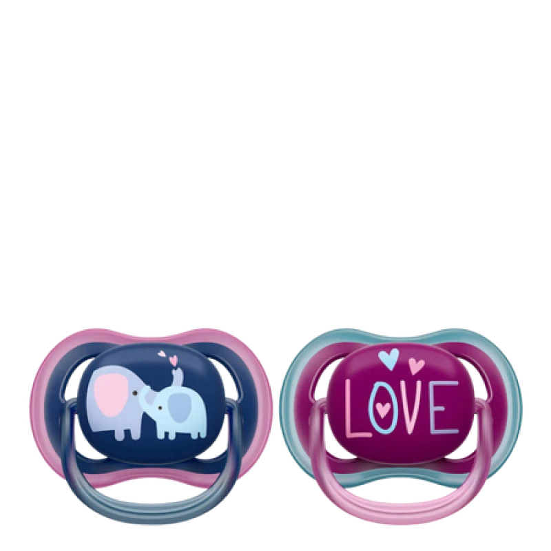 Image of Philips Avent Ultra Air 18+m Baby Boy Elephant & Love Design Pacifiers a 2 pcs AVT-FED43-SOOTHER