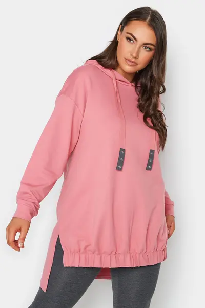 Image of Yours Embellished Tie Hoodie Pink
