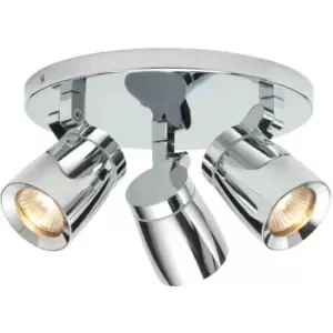 Image of IP44 Bathroom Ceiling Spotlight Chrome Plate Triple Adjustable Round Oval Lamp