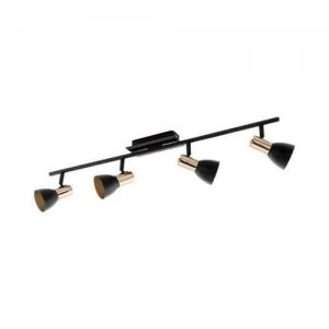 Image of EGLO GU10 Barnham Black Copper LED Ceiling Spotlight 4x3.3W Warm White - 94587