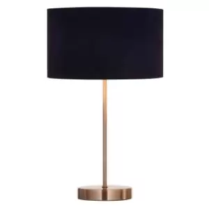 Image of Village At Home Velvie Table Lamp Navy Copper
