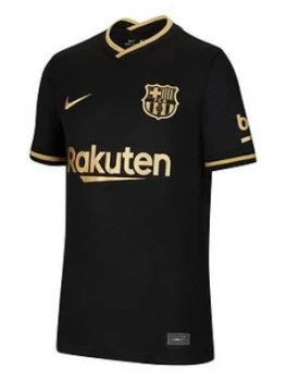 Image of Nike Youth Barcelona 20/21 Away Short Sleeve Stadium Jersey - Black/Gold